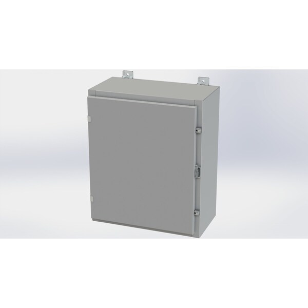 Clamps with Padlock Hasp Electrical Enclosures, 24 in H, 10 in D, 20 in W, NEMA 4, Carbon Steel